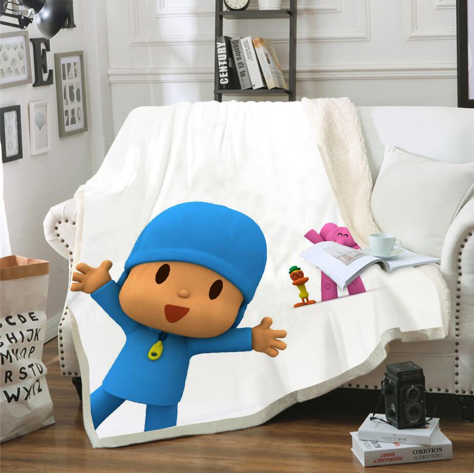 

P-POCOYO Christmas Blanket Modern Printed Anime Furry Custom Luxury Plush Blankets Throw Baby Winter Fleece Microfiber Fabric 130X150CM