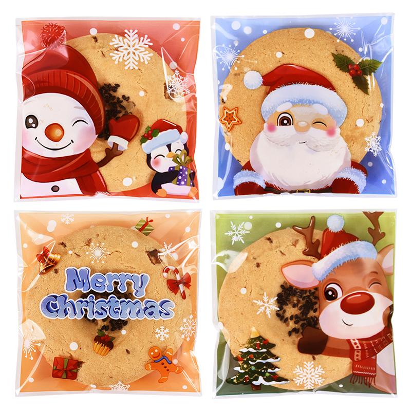 100 buc Pungă Crăciun Bomboane Biscuiți Moș Crăciun Cadou Autoadezivă Ambalaj Decor Petrecere Crăciun Anul Nou