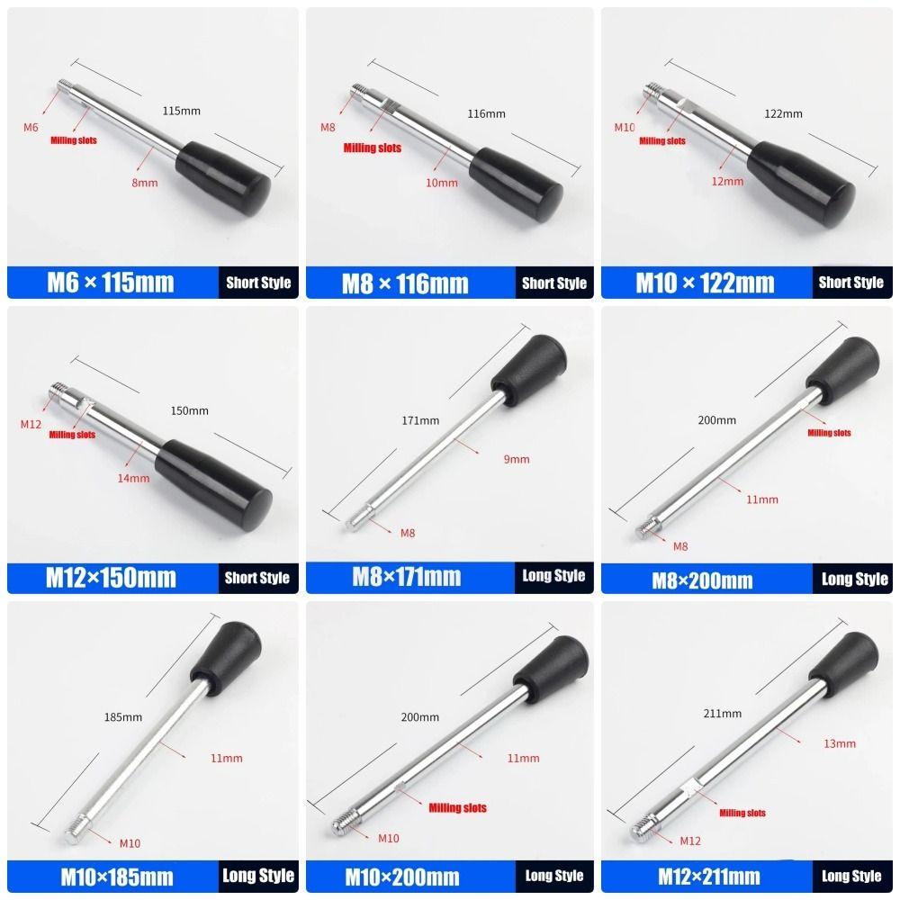 1Pcs Durable M6-M12 Handle Bar Bakelite Knob Long Grip Machine Work Rod Carbon Steel Fixed Bar Bench Drill Accessories