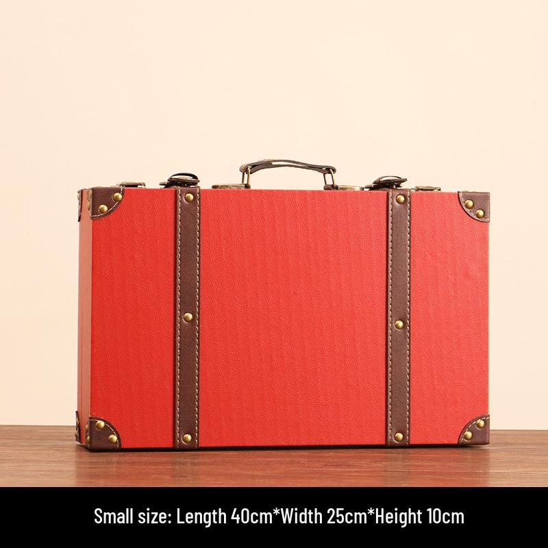 Vintage American Retro Leather-Wooden Suitcase Display and Photography Prop