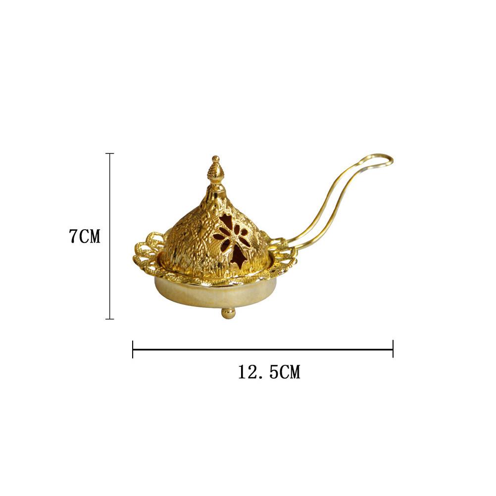 Luxury Golden Arabic Style Holder Incense Burner Multi Use Desktop Decor for Study Sauna Yoga Room Wedding Candlelight
