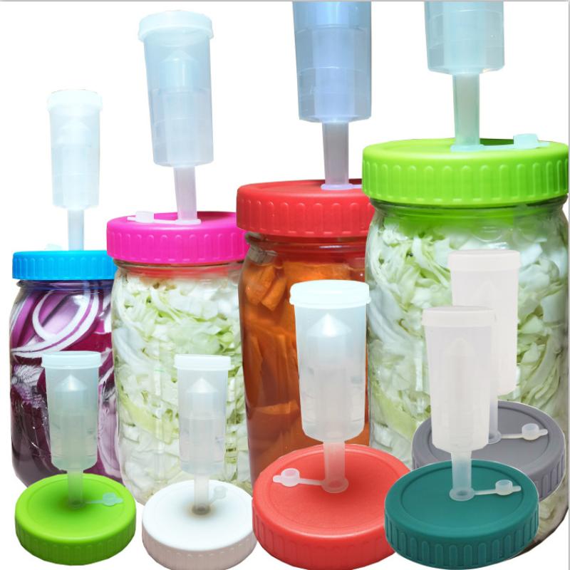Waterless Fermenting Airlock Lids Covers With One-Way Exhaust Valves For Wide Mouth Mason Jar Sealed Lid Kitchen Supplies