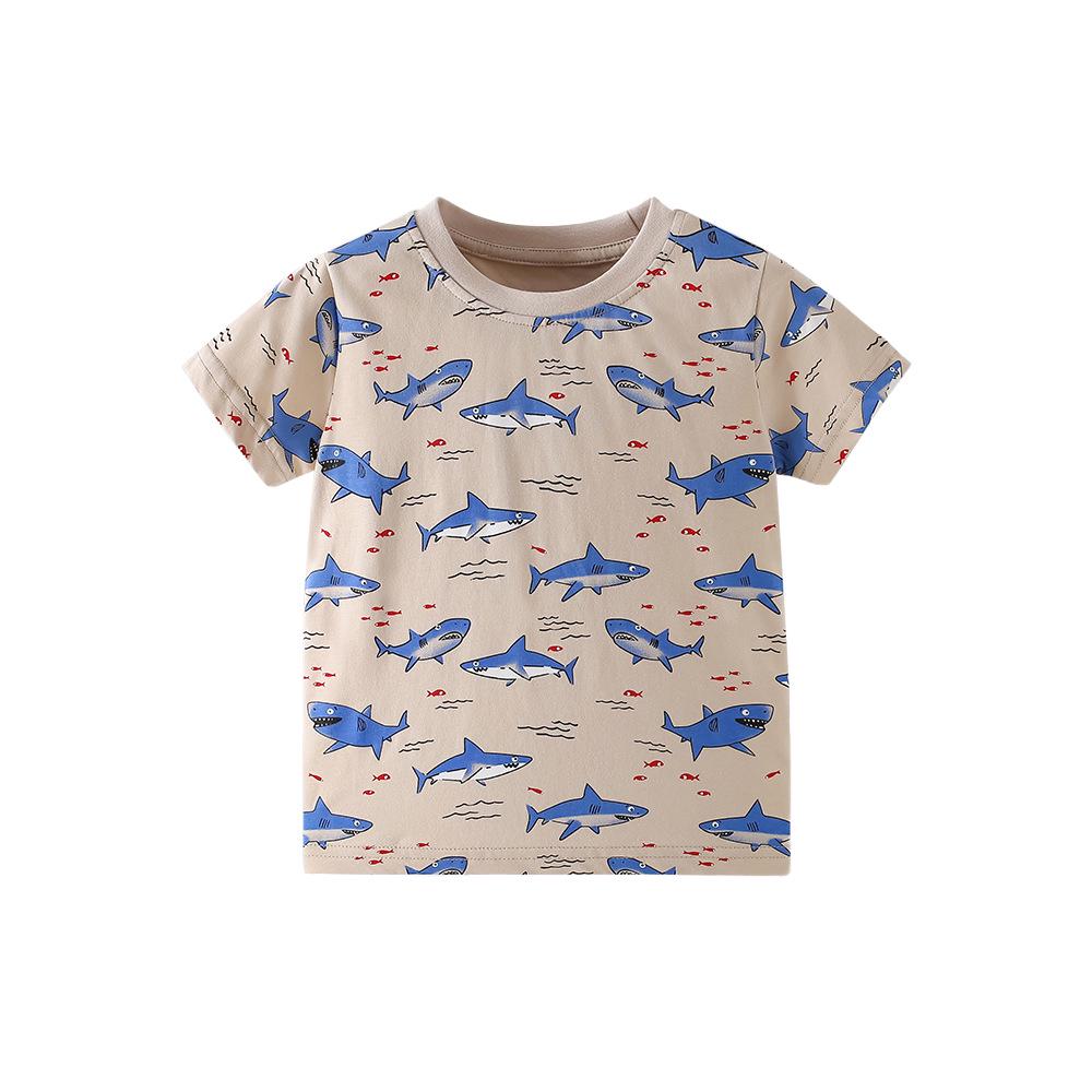 

Детская мультяшная футболка с принтом акулы, короткий рукав – Мода Весна/Лето 120 cm - 6 Years