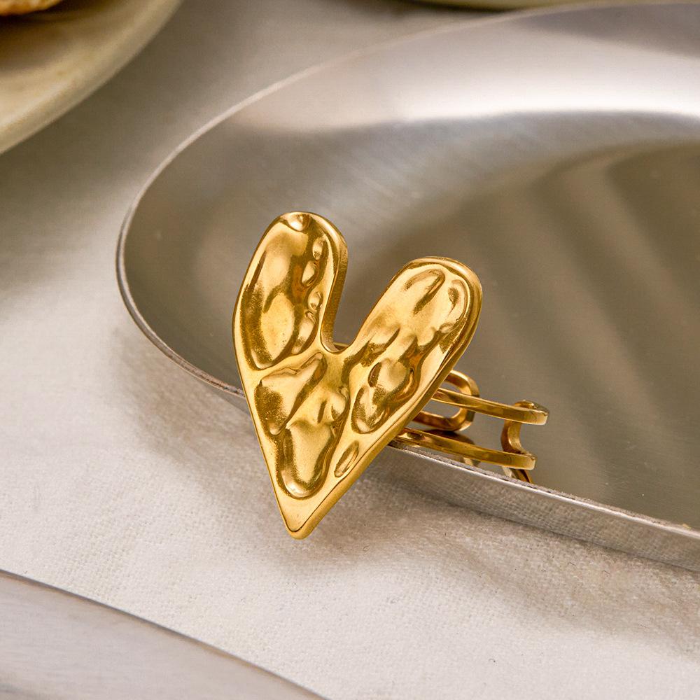 Anelli in Acciaio Inossidabile per Donna Cuore Estetico Colore Oro Anello di Matrimonio Vintage Impermeabile Gioielli da Matrimonio Accessori per Ballo di Fine Anno Regalo
