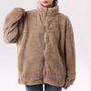 Women's Long-Sleeve Plush Fleece Jacket - Stand Collar, Short Length, Versatile for Autumn/Winter