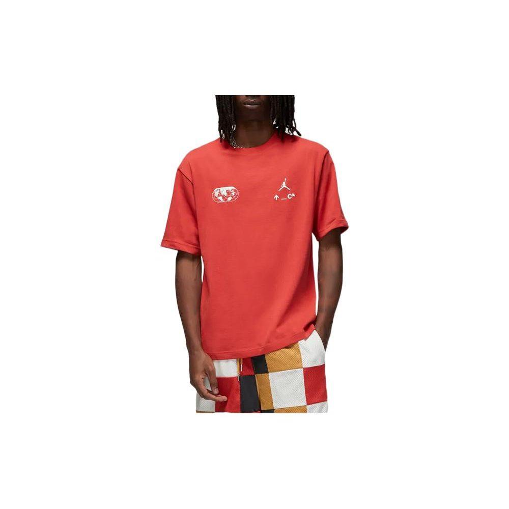 Jordan T Shirts Men's Clay Red Crew Neck Moderate Straight Fit DQ7361-662