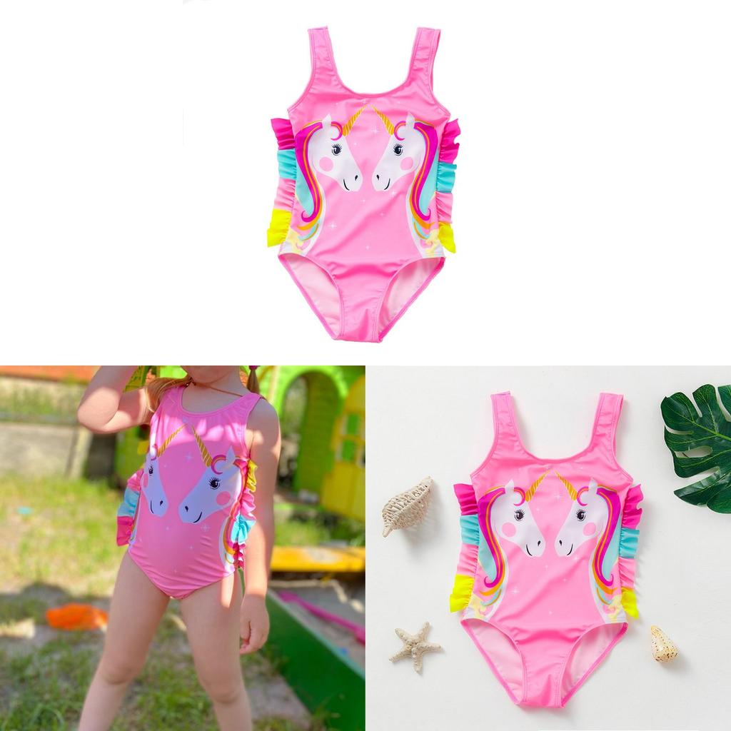 Einhorn Kinder Badeanzug Für Mädchen Mit Rüschenbesatz Polyester Für Wasseraktivitäten