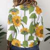 Women's Vintage Floral Print Henley Collar Button Front Three Quarter Sleeve Cotton Linen Shirt Casual Loose Fit Blouse