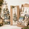 Cadeau d'artisanat de Noël pour adultes Kit d'arbre patchwork surdimensionné à faire soi-même, Ensemble d'assemblage en tissu à carreaux rétro Art des fêtes et avec des ornements suspendus Maison