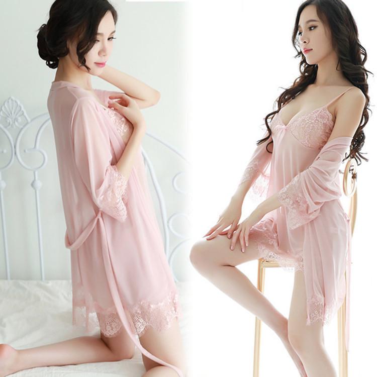 Seductive Lace Mesh Lingerie: Tempting Two-Piece Pajama Set with Suspender