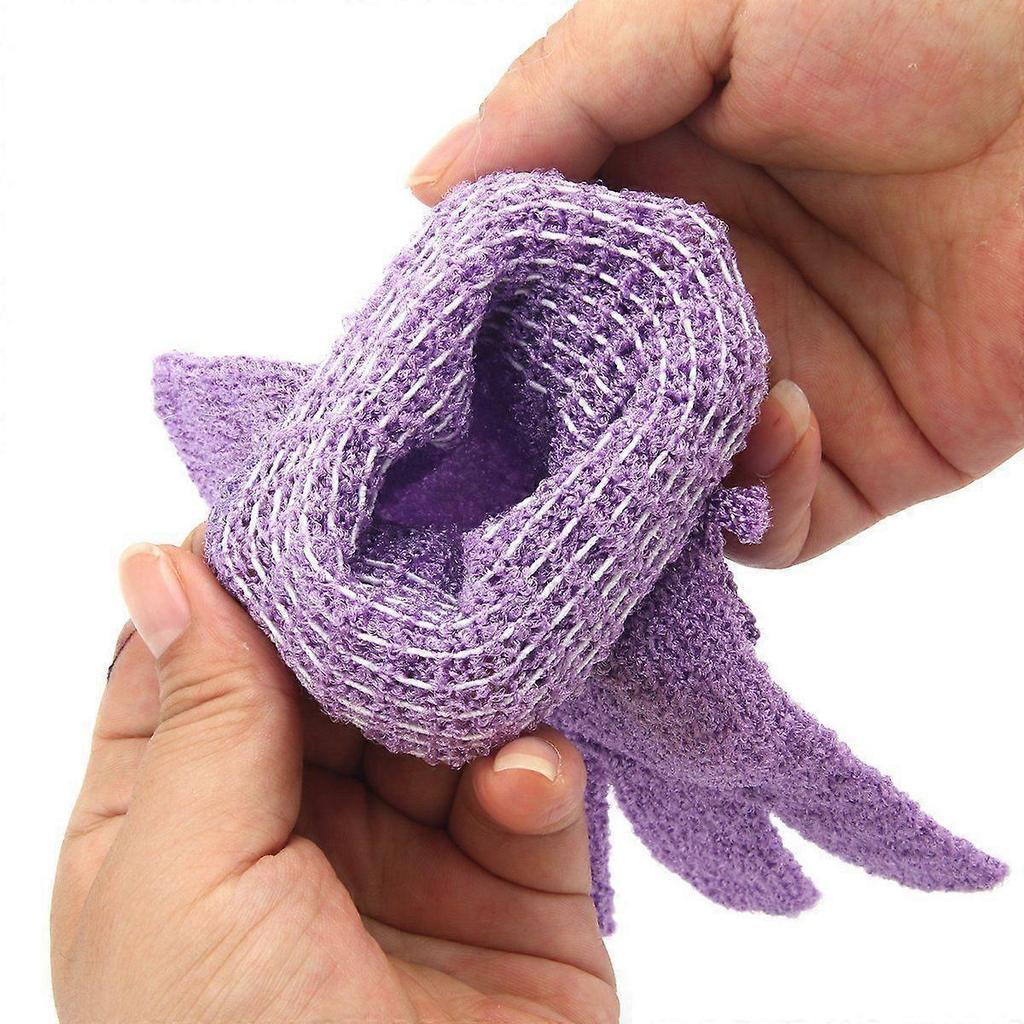 2 Pair Exfoliating Body Gloves Bath Scrub Wash Mitts Skin Massage Sponge Towel Deep Cleansing Dead Skin Brush Scrub Luxury Spa Heavy Loofah With Lanya