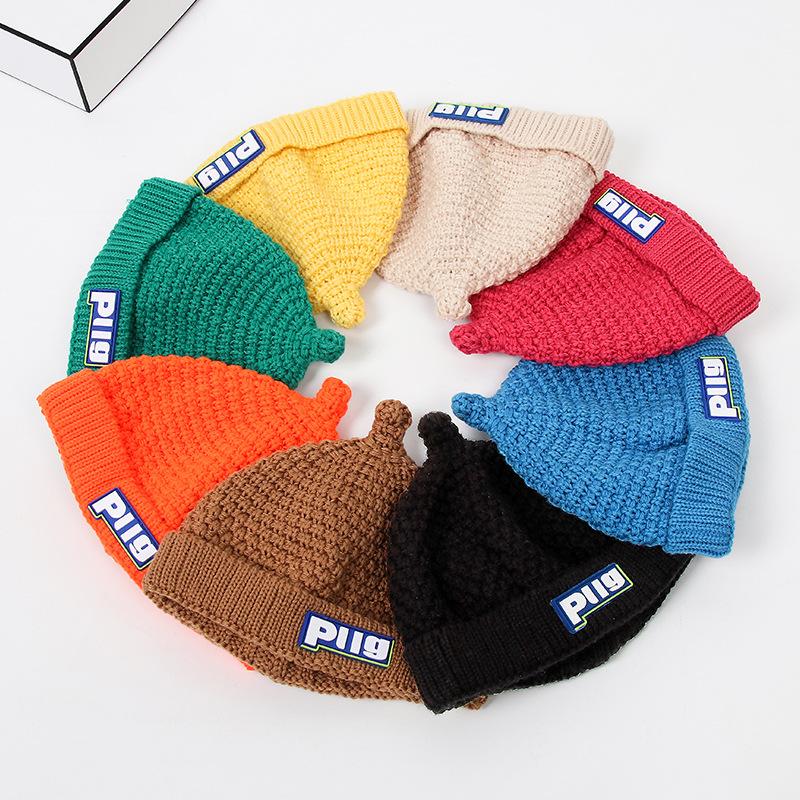 Pacifier Hat Baby Woolen Hat Autumn and Winter Warm Melon Skin Pullover Hat Children's Knitted Hat Versatile and Cute Baby Hat