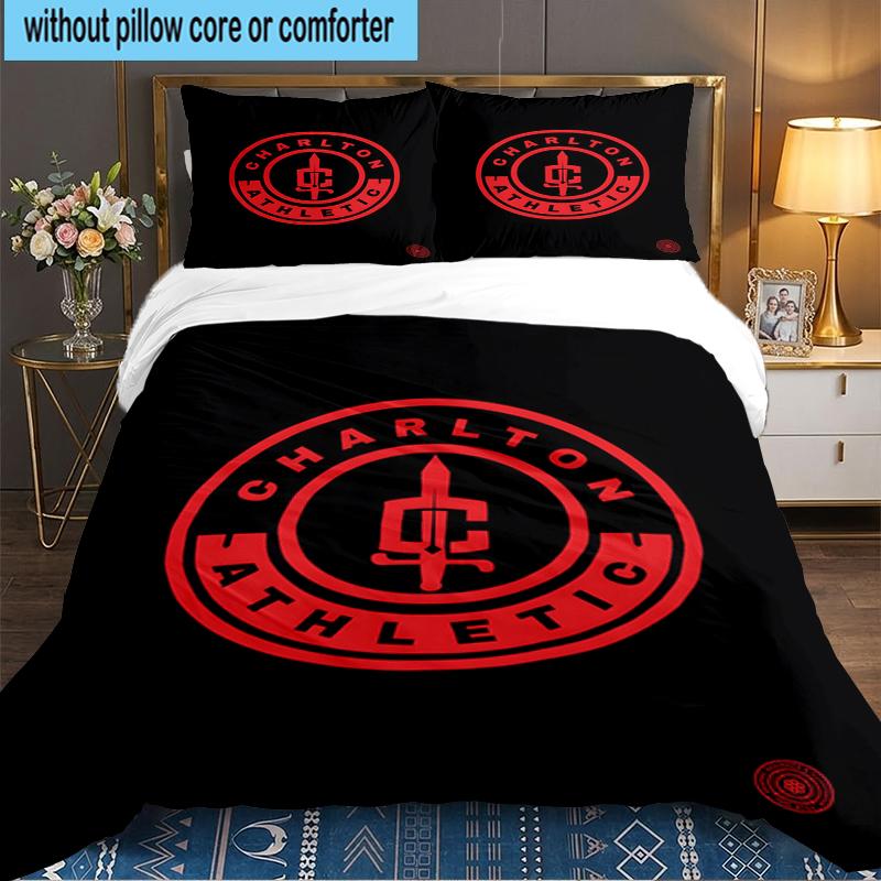 3PCS Football Charlton-Athletic Crest Bedding set,Ideal For1pc Duvet Cover And 2pcs Pillowcases Perfect for Christmas,Ideal for Bedroom, Dormitory