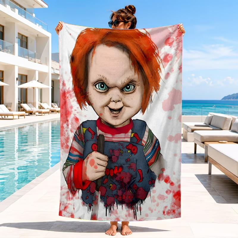 Chucky's Halloween Horror Beach Towel, Microfiber Beach Towel, Perfect For Pool, Beach, Travel, Home Decor Beach Party Fan gifts