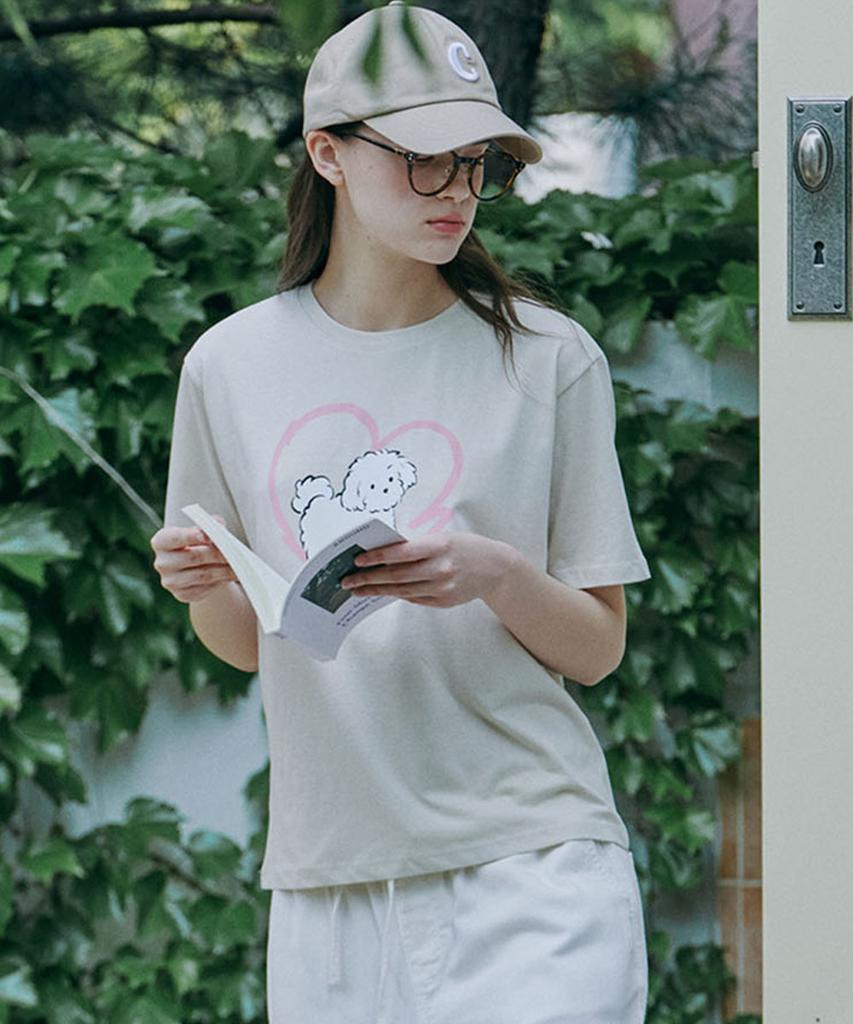 MALOUPE 5220 Puppy Graphic T-Shirt (Beige)
