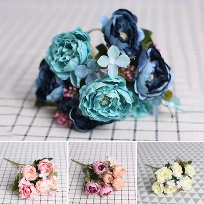 Artificial Flower 3D Not Wither Vibrant Rose Bouquet Artificial Peony DIY Home