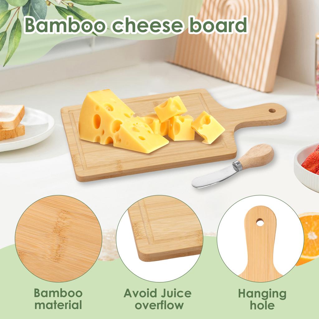 2 et Mini Bamboo Cutting Board with Handle Large Wooden Serving Board Kitchen Chopping Boards for Pizza Vegetables Meat