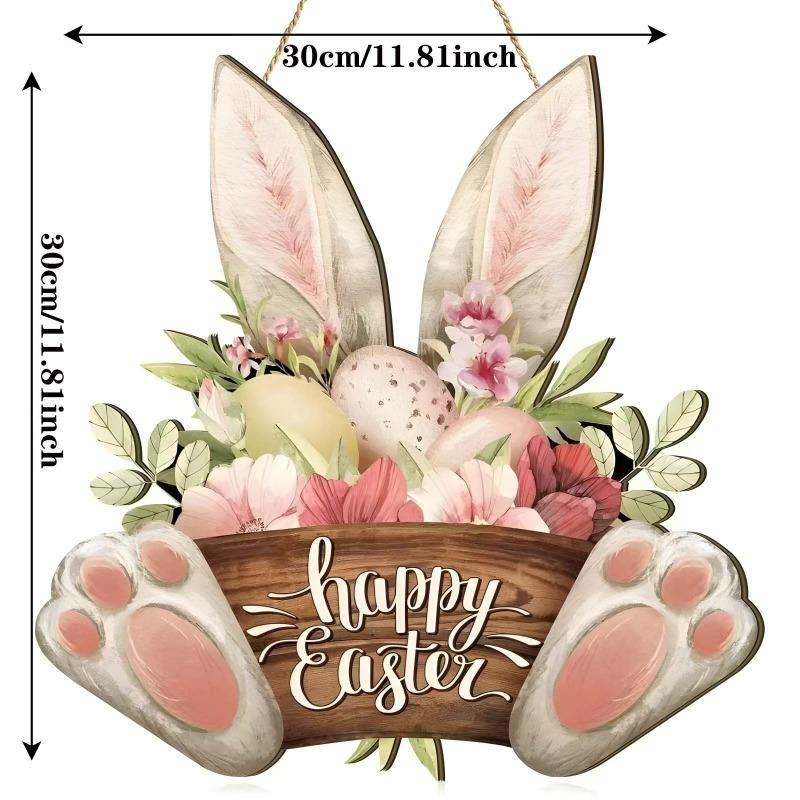 1PC 2025 Creative New Products Spring Flowers Rabbit Party Welcome Easter Wooden Listing