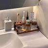 Save Space Functional Toothbrush Storage Rack Vintage Circular Arc Wooden Storage Shelf No Drilling Required Petite