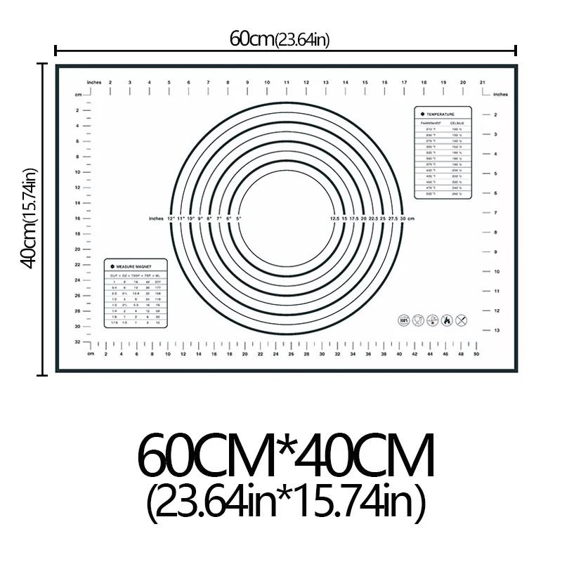 Oversize 80/70/60/30cm Silicone Baking Mat Rolling Kneading Pad Pastry Tools Crepes Pizza Dough Non-Stick Kitchen Silicone Mat