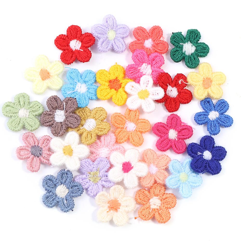30Pcs Multicolor Flower Appliques Lace Floral Flower Embroidery Patch DIY Sewing Clothes Headwear Wedding Home Decorate Supplies