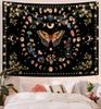 VIKAMA Yellow Butterfly Moonlight Flower Tapestry Retro Bohemian Style Living Room Dormitory Wall Hanging Home Decor