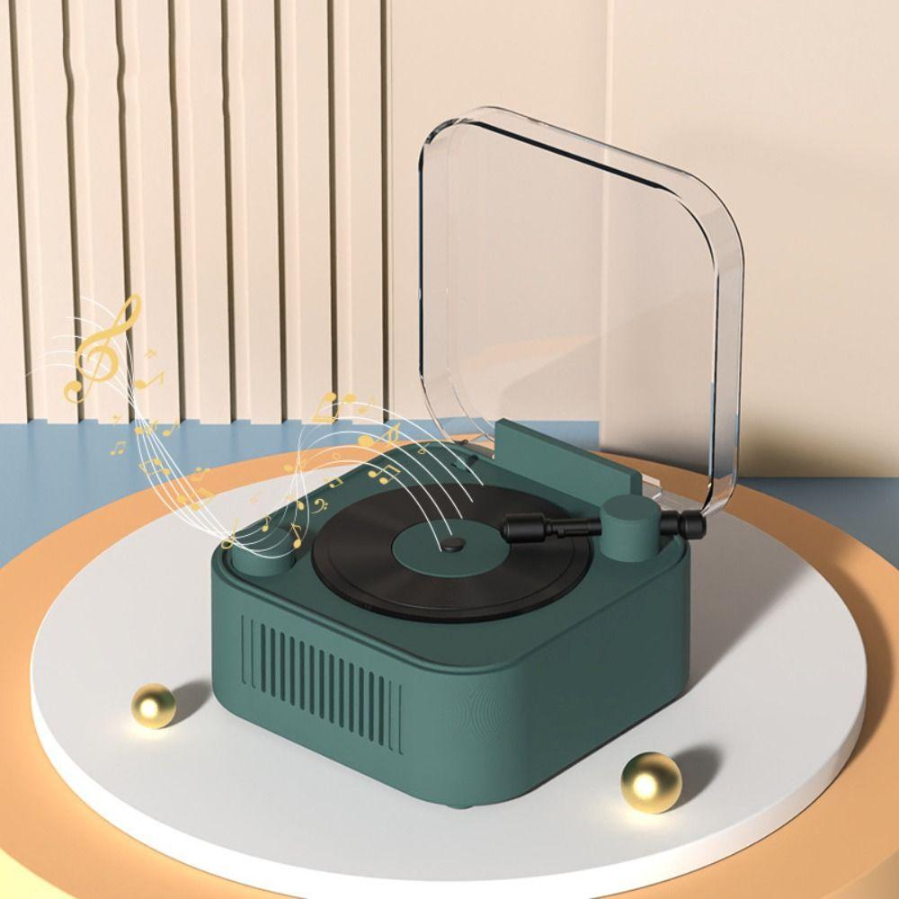 Bluetooth 5.0 Vintage Vinyl Record Speaker Stereo Sound Desktop Alarm Clock Speaker  Vintage Style