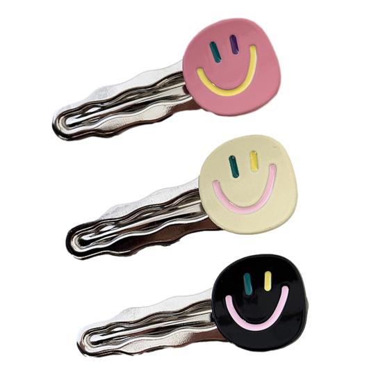 4Pcs Girl Hairpin Smile Face Pattern Stable Clamping Force Smooth Metal Edge Hair Clips Side Bang Hair Accessories
