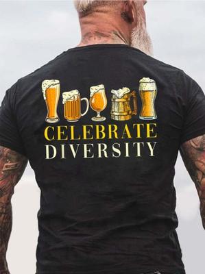 Unisex Celebrate Diversity Beer Cotton Crew Neck Tshirt