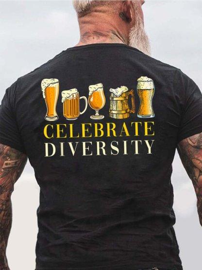 Unisex Celebrate Diversity Beer Cotton Crew Neck Tshirt