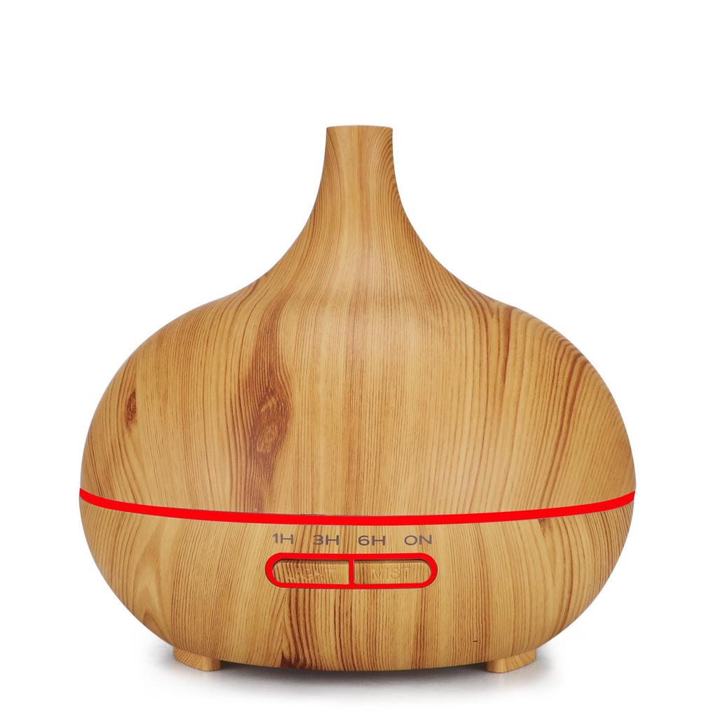 Wood Grain 400ml Ultrasonic Essential Oil Diffuser with Remote Control and Seven-Color LED