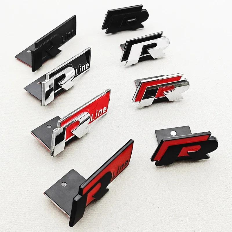 AABLC1 3D Metall Auto Logo R RLine Kühlergrill Emblem Abzeichen Aufkleber für Volkswagen VW Golf R R32 MK7 MK7.5 MK8 Polo GTI GLI Zubehör