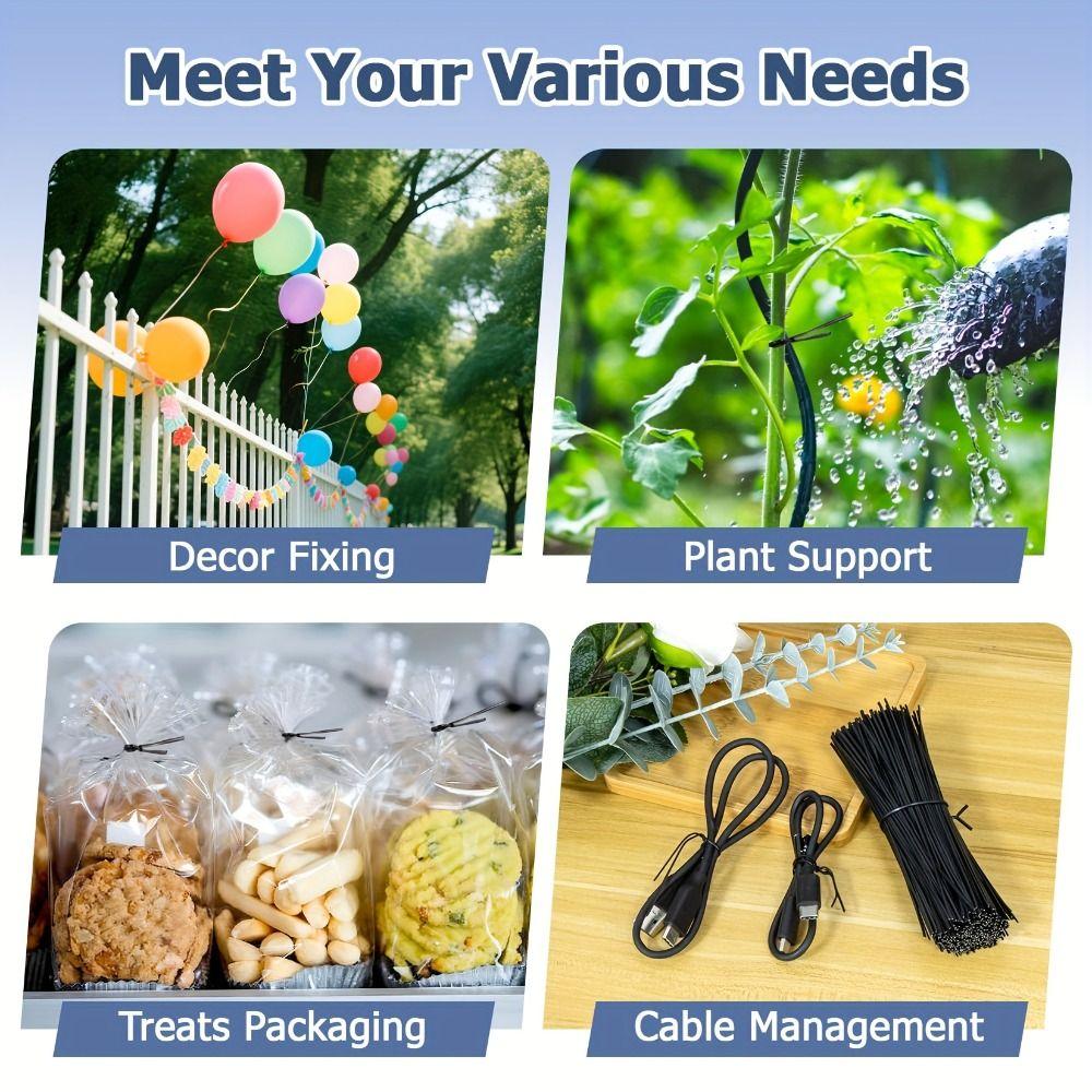 1000 PCS Reusable Plastic Reusable Twist Ties Iron Wire Wire Straps Cable Organizer  Home Office