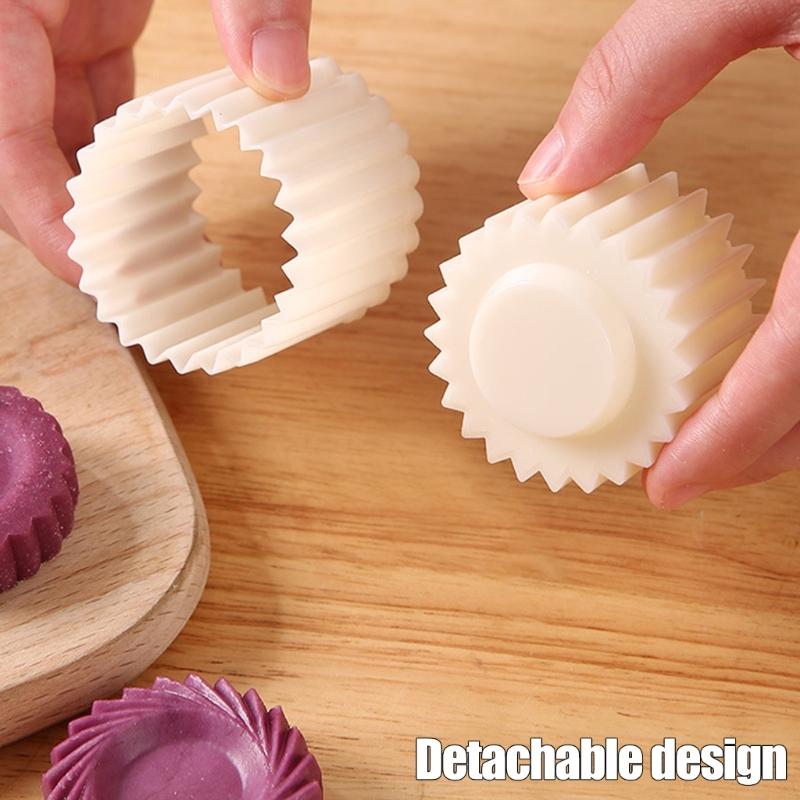 Detachable Plastic Mooncakes Press Molds, Double-Ended Pastry Shaper with Reversible Edges for Cookie, Candy, Mousse Dessert, and Pastries