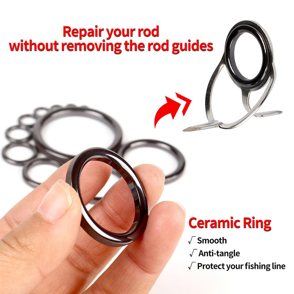 Fishing Rod Ceramic Guide Ring Repair Kit 40PCS Universal Reusable Saltwater Freshwater Fishing Accessories