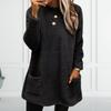 Warm Winter Hoodie Jacket Stylish Women Mid-length Fleece Shearling Thickened Solid Color Pocket Outwear