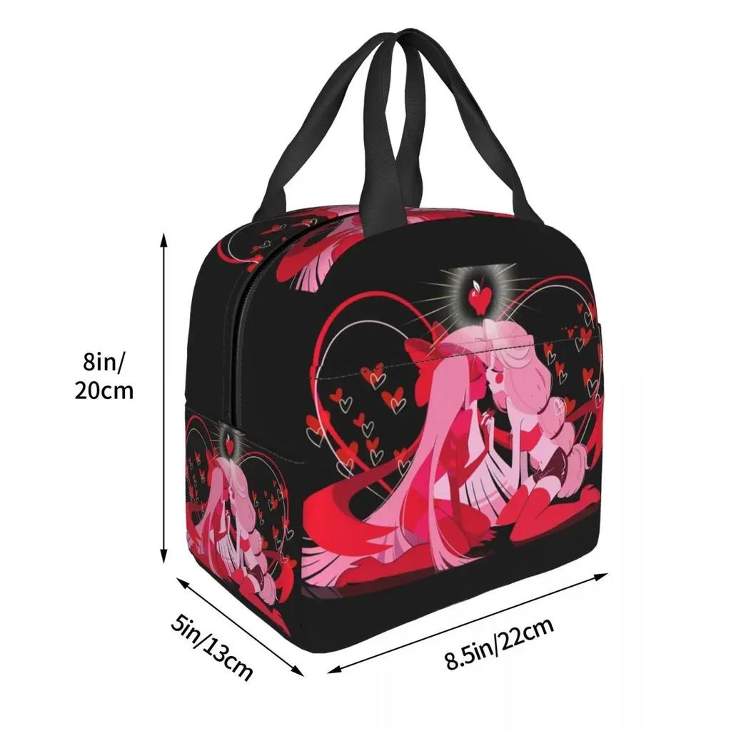 Charlie And Vaggie Valentines Hazbin Hotels Insulated Lunch Bag for School Cooler Thermal Food Box Tote Lunch Boxes Container