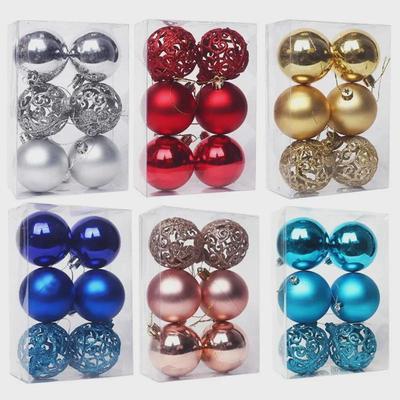 Colorful Electroplated Hollow Christmas Ball Ornaments, 6cm-8cm, for Tree Decoration