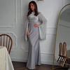 Elegant Slim Fit Satin Dress with Slit - Long Sleeve, Shiny, and Hip-Hugging for Autumn/Winter