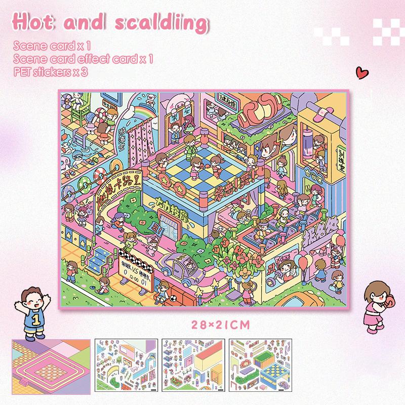 

1 Набор Трехмерная Коллекция Миниатюрных Сцен Пейзажные Наклейки Детские Игрушки для Снятия Стресса Наклейки для DIY Ежедневника Подарки