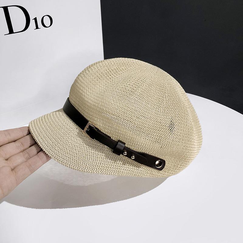 New Style Hollow Breathable Octagonal Hat For Women Spring  Summer  Sun Protection Peaked Cap Korean Versatile Painter Beret Hat