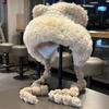 Winter warm ear protection cute plush hat women's plush thickened knitted wool hat imitation fur show face small Lei Feng hat