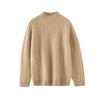 Women's Heavyweight Cashmere Sweater: Autumn-Winter Half-Neck Cable Knit Slim Pullover