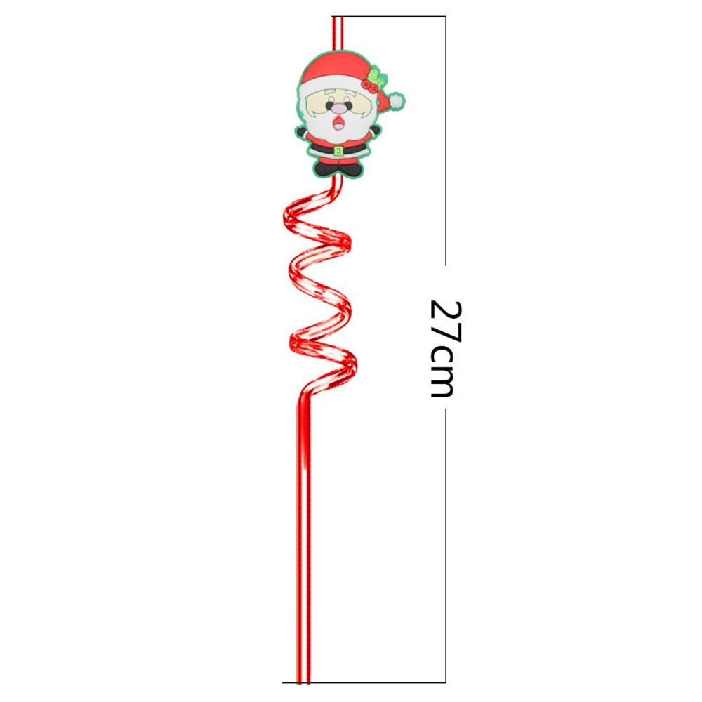 Spiral Christmas Plastic Straw Food Grade Christmas Party Decor Christmas Cartoon Straw  Children