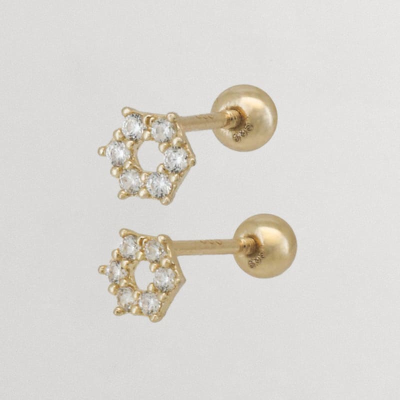 youngglow 14k mini wreath cubic piercing