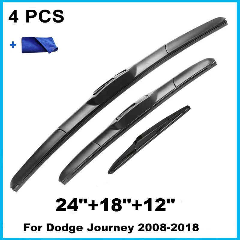 For Dodge Journey 2008-2018 Car Front Rear Wiper Blades Soft Rubber Windscreen Wipers Auto Windshield 24 +18 2016 2017 2018