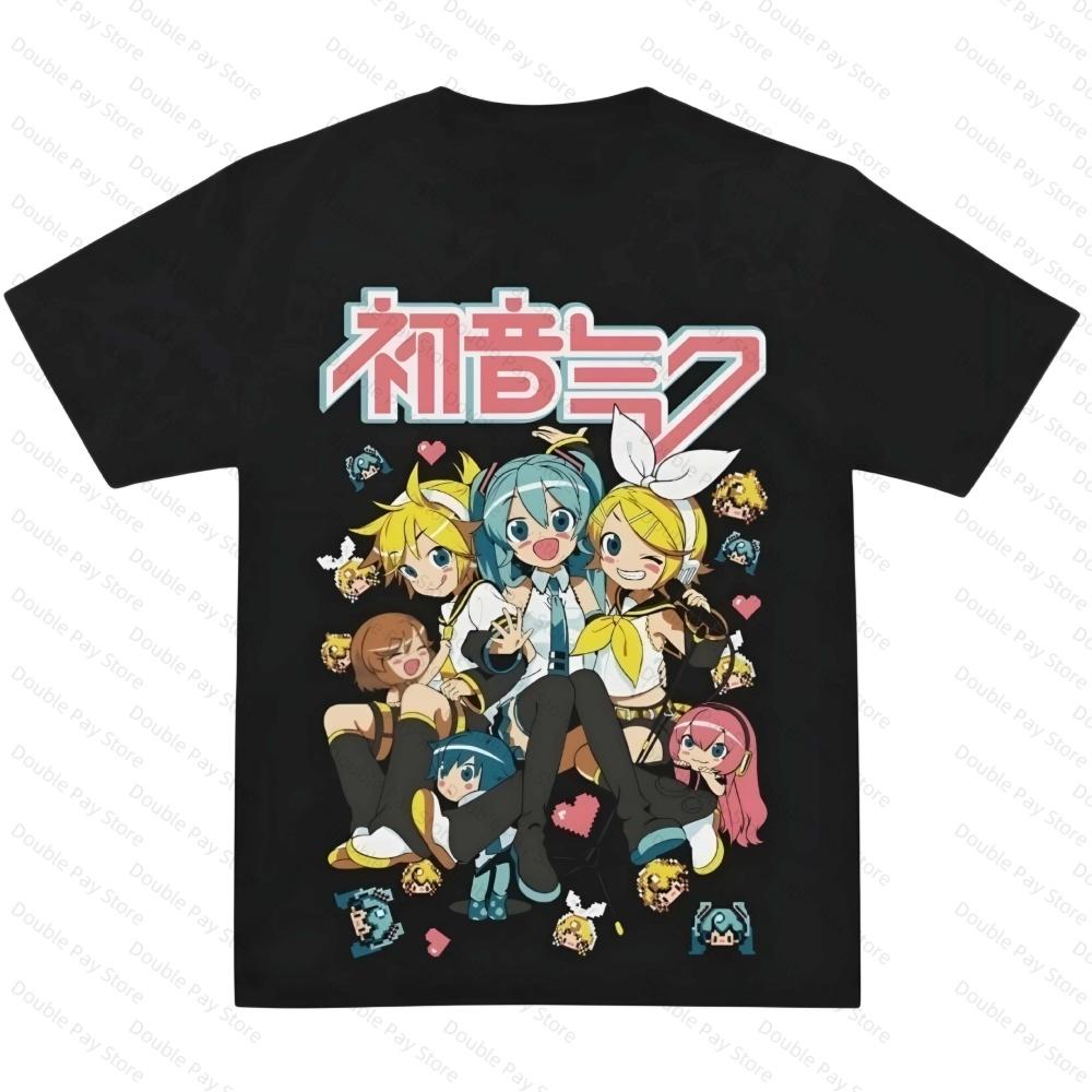 

2026 Summer New Style Hatsune miku Cyberpunk Style Cartoon Fan Street Fashion Large Loose Tshirt Unisexs Shirts Women tshirts 4XL