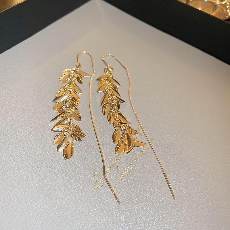 Silver Needle Floral Tassel Earrings - Elegant High-End European & American Style for Women