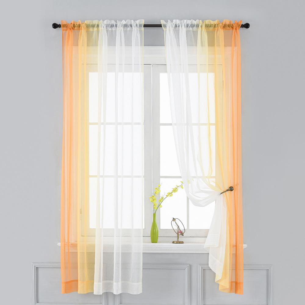 Solid Color Gradual Change Printing Curtain Screen Curtain Simple Window Screen Fabric Curtain Finished Balcony Living Room Bay Window Special Price