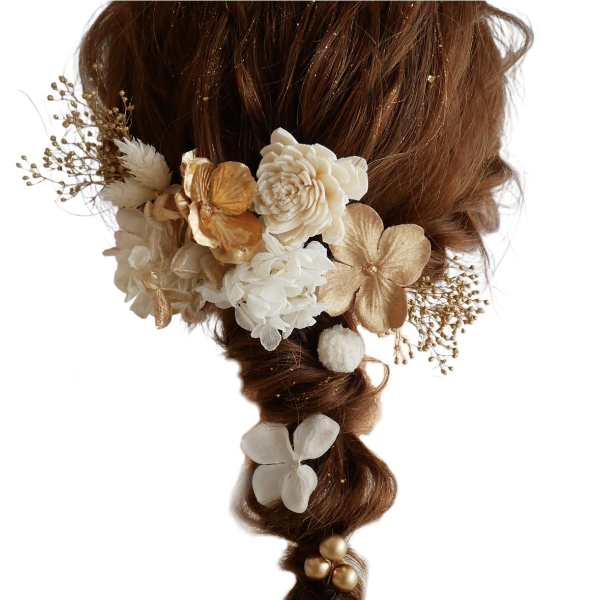 

Ornament Specialty Shop Hair Ornament for and Dried and Preserved Flowers with Gold Leaf and Netting [Hair Bria] Coming-of-Age Ceremonies, Weddings,